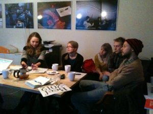 Meeting with Ruoan Tulevaisuus, (from left) Laura, Marjaana, Sari, Tuure, and Atte