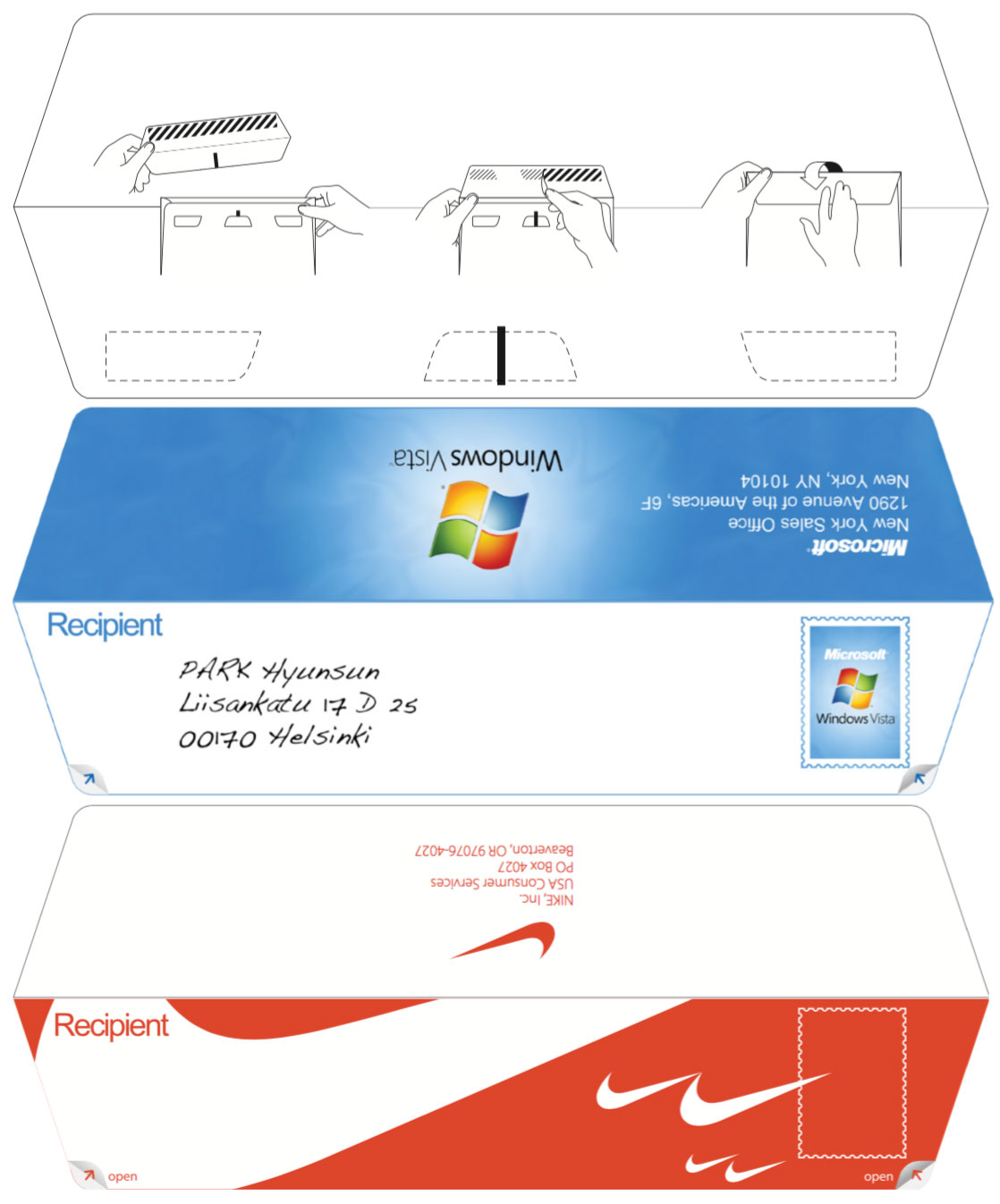 Instruction on the back side of the fastener and the examples of applications